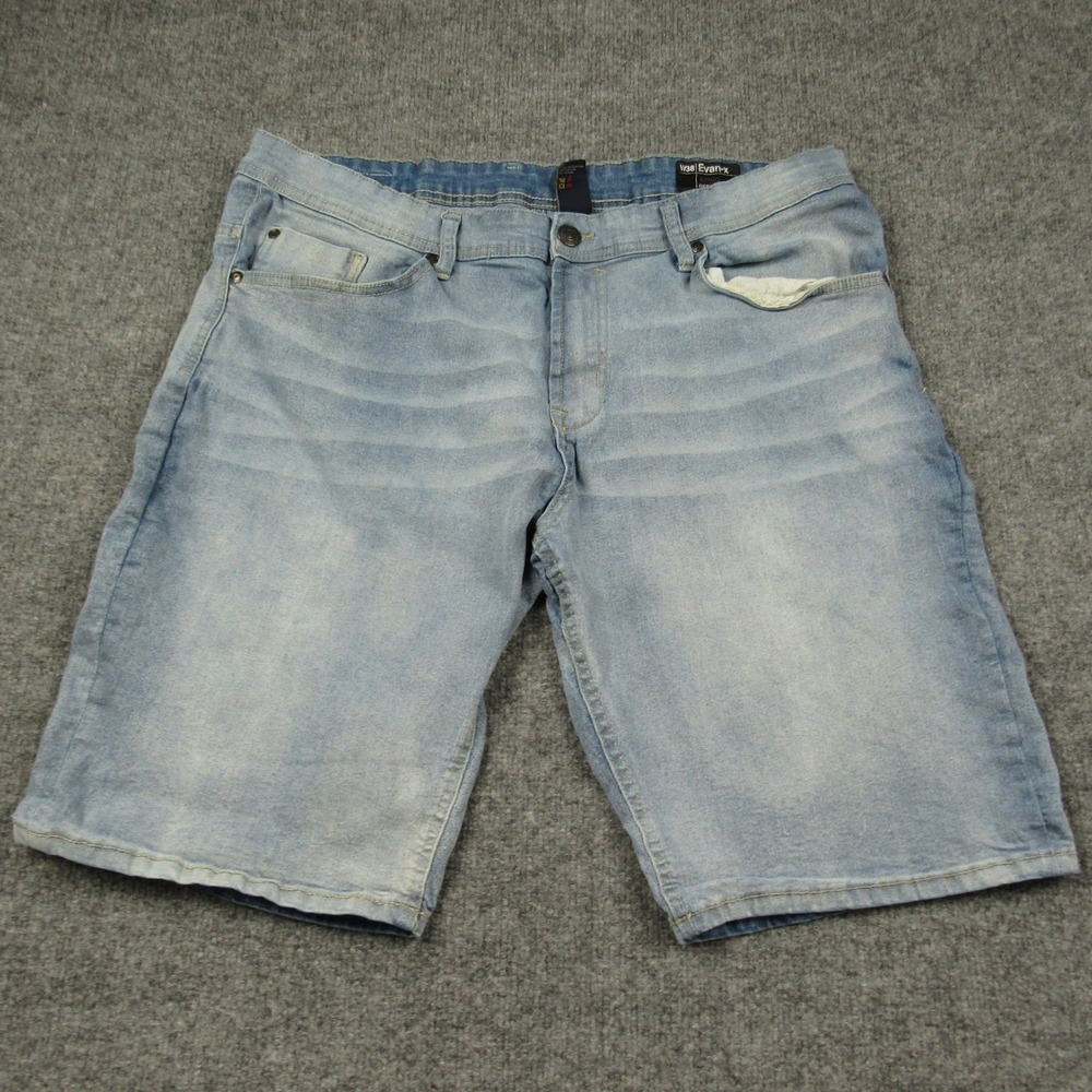 Buffalo David‎ Bitton Evan-X Denim Shorts Mens 38 Light Wash Blue Stretch Jorts